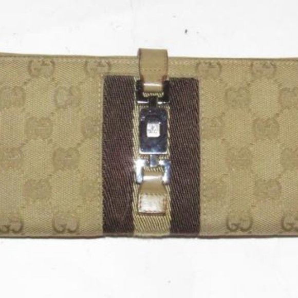 Gucci Camel G Print Canvas Stripe Chrome - Picture 1 of 12